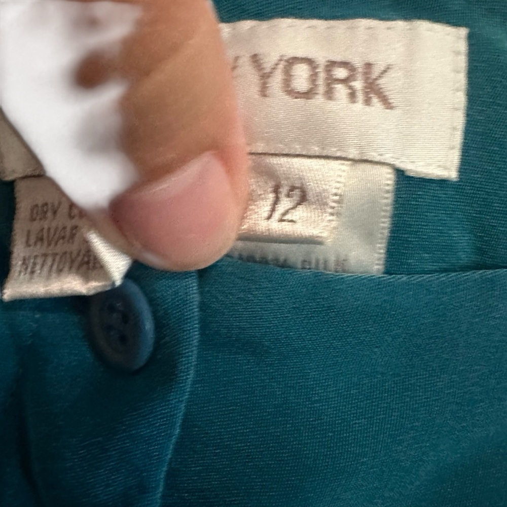 Vintage Jones New York Teal Silk Dress Pants Size 12 - Picture 6 of 7